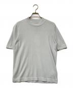 GRAN SASSOグランサッソ）の古着「12ゲージソフトコットンS/Sモックネックニット」｜スカイブルー