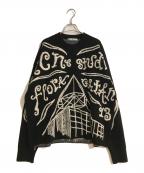 Acne studiosアクネ ストゥディオス）の古着「ジャガードロゴセーター」｜ブラック×ホワイト
