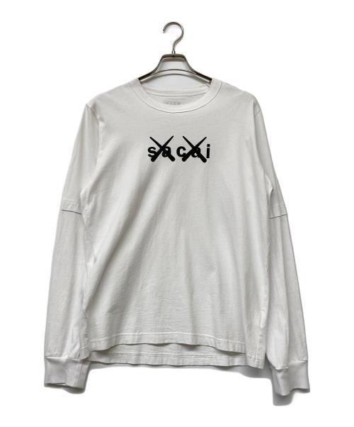 sacai（サカイ）sacai (サカイ) KAWS (カウズ) Flock Print Long Sleeve T-Shirt ホワイト サイズ:3の古着・服飾アイテム