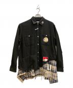 Maison MIHARA YASUHIROメゾン ミハラ ヤスヒロ）の古着「CUT OFF FLANNEL SHIRT」｜ブラック