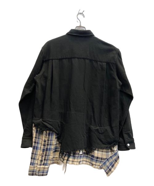 Maison MIHARA YASUHIRO（メゾン ミハラ ヤスヒロ）Maison MIHARA YASUHIRO (メゾン ミハラ ヤスヒロ) CUT OFF FLANNEL SHIRT ブラック サイズ:46の古着・服飾アイテム