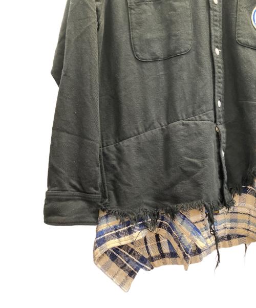 Maison MIHARA YASUHIRO（メゾン ミハラ ヤスヒロ）Maison MIHARA YASUHIRO (メゾン ミハラ ヤスヒロ) CUT OFF FLANNEL SHIRT ブラック サイズ:46の古着・服飾アイテム