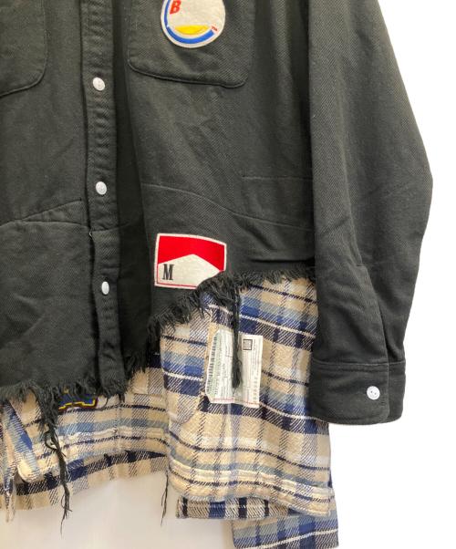 Maison MIHARA YASUHIRO（メゾン ミハラ ヤスヒロ）Maison MIHARA YASUHIRO (メゾン ミハラ ヤスヒロ) CUT OFF FLANNEL SHIRT ブラック サイズ:46の古着・服飾アイテム