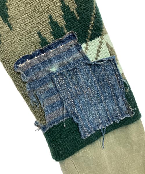 GREG LAUREN（グレッグローレン）GREG LAUREN (グレッグローレン) ALANUI (アラヌイ) Panelled Denim And Cashmere Cardigan マルチカラー サイズ:XSの古着・服飾アイテム