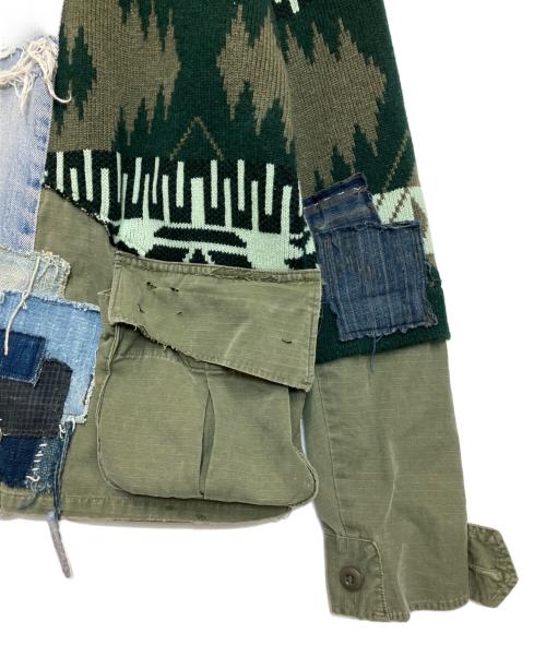 GREG LAUREN（グレッグローレン）GREG LAUREN (グレッグローレン) ALANUI (アラヌイ) Panelled Denim And Cashmere Cardigan マルチカラー サイズ:XSの古着・服飾アイテム