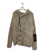 ISAMU KATAYAMA BACKLASHイサムカタヤマ・バックラッシュ）の古着「Odetta ウールレーヨン+オイルカーフフードニットカーディガン」｜グレー