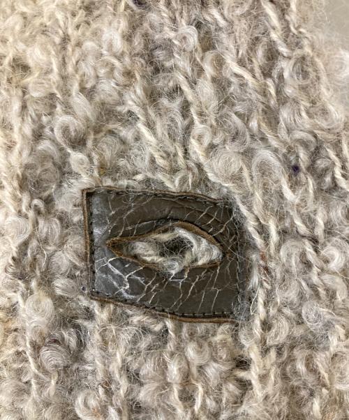 ISAMU KATAYAMA BACKLASH（イサムカタヤマ・バックラッシュ）ISAMU KATAYAMA BACKLASH (イサムカタヤマ・バックラッシュ) Odetta ウールレーヨン+オイルカーフフードニットカーディガン グレー サイズ:Ⅼの古着・服飾アイテム