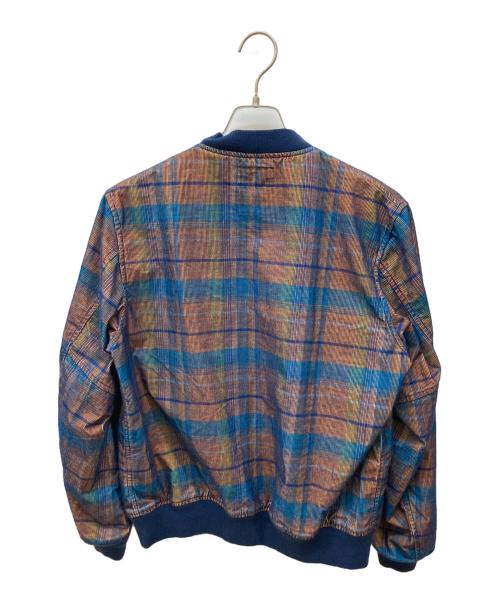 BEAMS PLUS（ビームスプラス）BEAMS PLUS (ビームスプラス) コーデュロイ チェック スポーツ ブルゾン ネイビー×オレンジ サイズ:Sの古着・服飾アイテム