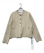 quarancielカランシエル）の古着「ノーカラー クラシカル ジャケット カーディガン」｜ベージュ