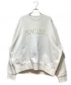 MONCLERモンクレール）の古着「スパンコールロゴクルーネックスウェット」｜ホワイト