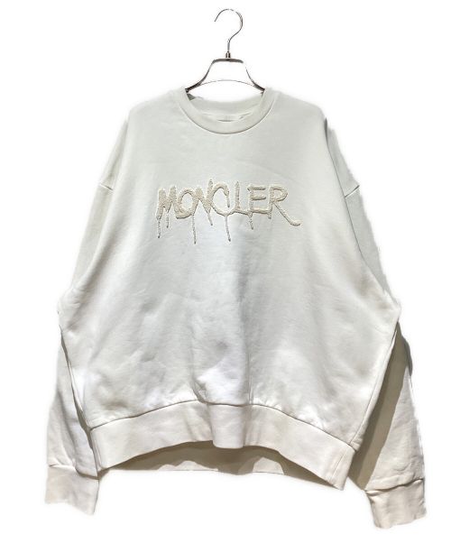 MONCLER（モンクレール）MONCLER (モンクレール) スパンコールロゴクルーネックスウェット ホワイト サイズ:XXLの古着・服飾アイテム