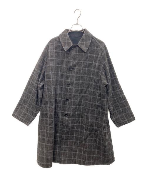 ANATOMICA（アナトミカ）ANATOMICA (アナトミカ) リバーシブル チェック シングルラグランコート ブラウン×ブラック サイズ:44の古着・服飾アイテム