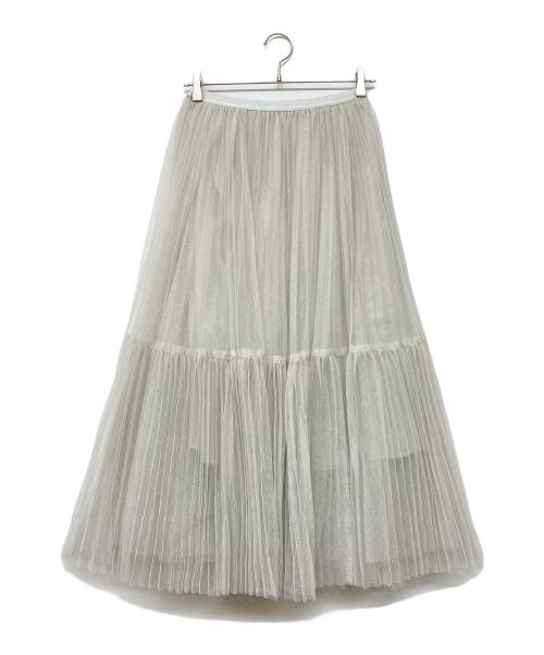 BALLSEY（ボールジィ）BALLSEY (ボールジィ) ラメチュール ティアードプリーツスカート ライトグレー サイズ:36の古着・服飾アイテム