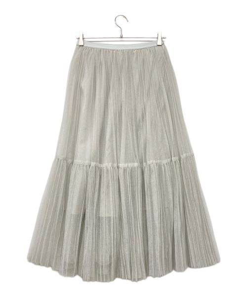 BALLSEY（ボールジィ）BALLSEY (ボールジィ) ラメチュール ティアードプリーツスカート ライトグレー サイズ:36の古着・服飾アイテム