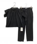 Ameriアメリ）の古着「TUCK SHOULDER DENIM SET UP」｜ブラック