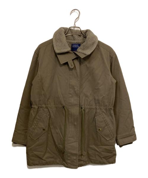HUMAN WOMAN（ヒューマンウーマン）HUMAN WOMAN (ヒューマンウーマン) コットンギャバモッズコートボアライナー付 カーキ サイズ:Mの古着・服飾アイテム