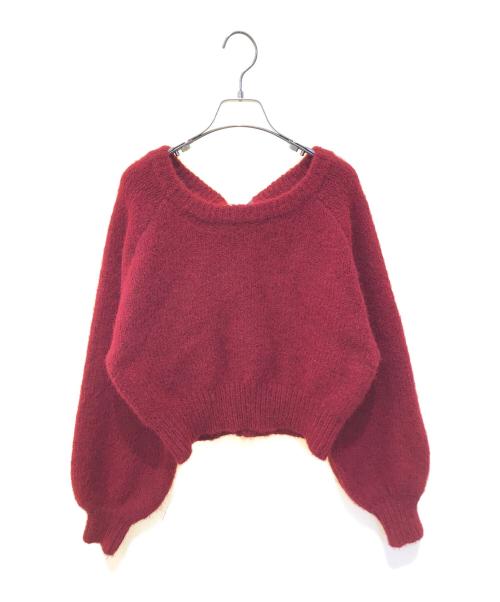 HER LIP TO（ハーリップトゥ）Her lip to (ハーリップトゥ) Back Ribbon Knit Pullover　1234202104 レッド サイズ:Fの古着・服飾アイテム