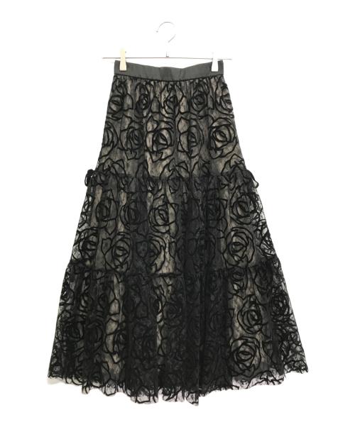 HER LIP TO（ハーリップトゥ）Her lip to (ハーリップトゥ) rosa lace tiered skirt ブラック サイズ:Sの古着・服飾アイテム