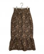 HER LIP TOハーリップトゥ）の古着「Roses Jacquard Midi Skirt」｜ブラウン