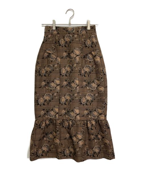 HER LIP TO（ハーリップトゥ）Her lip to (ハーリップトゥ) Roses Jacquard Midi Skirt ブラウン サイズ:Sの古着・服飾アイテム