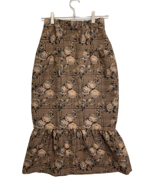 HER LIP TO（ハーリップトゥ）Her lip to (ハーリップトゥ) Roses Jacquard Midi Skirt ブラウン サイズ:Sの古着・服飾アイテム