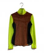 Mame Kurogouchiマメクロゴウチ）の古着「Velour Jersey High Neck Top　MM22FW-JS058」｜ブラウン×イエロー