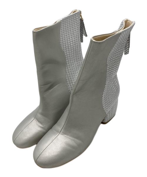 furfur（ファーファー）furfur (ファーファー) 異素材コンビショートブーツ シルバー サイズ:37の古着・服飾アイテム