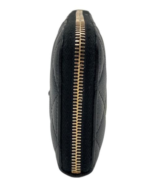 CHANEL（シャネル）CHANEL (シャネル) マトラッセ　キャビアスキン　クラシックラウンドファスナーウォレット　長財布 ブラックの古着・服飾アイテム