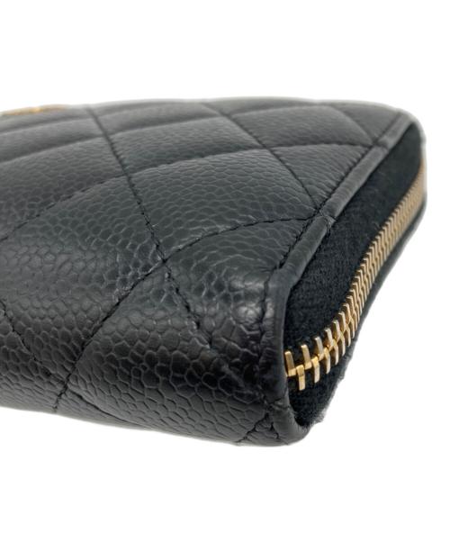 CHANEL（シャネル）CHANEL (シャネル) マトラッセ　キャビアスキン　クラシックラウンドファスナーウォレット　長財布 ブラックの古着・服飾アイテム