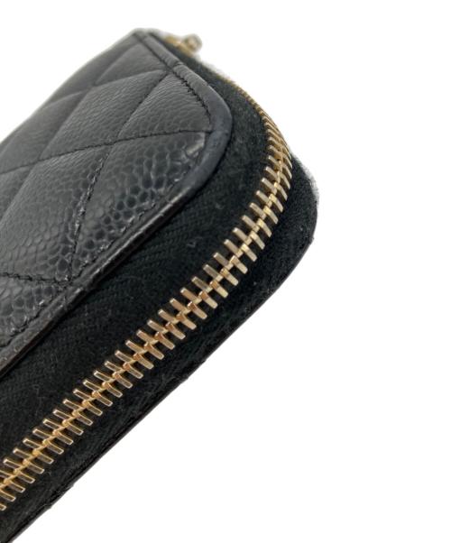 CHANEL（シャネル）CHANEL (シャネル) マトラッセ　キャビアスキン　クラシックラウンドファスナーウォレット　長財布 ブラックの古着・服飾アイテム