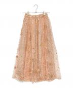 OBLIオブリ）の古着「スパンコールチュールスカート」｜ピンク