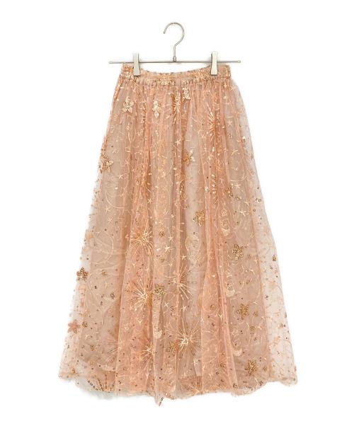 OBLI（オブリ）OBLI (オブリ) スパンコールチュールスカート ピンク サイズ:Mの古着・服飾アイテム