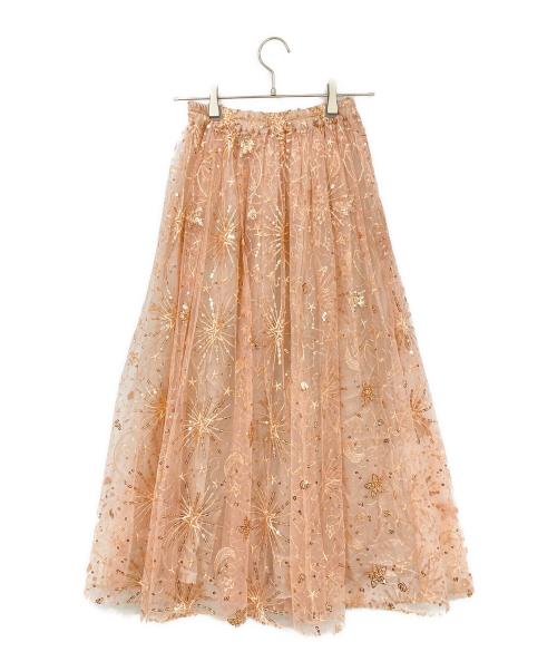 OBLI（オブリ）OBLI (オブリ) スパンコールチュールスカート ピンク サイズ:Mの古着・服飾アイテム