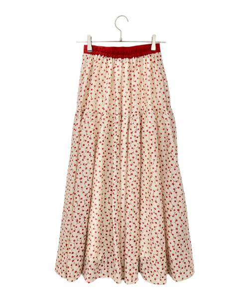 OBLI（オブリ）OBLI (オブリ) ドットレーススカート ベージュ×レッド サイズ:Mサイズの古着・服飾アイテム