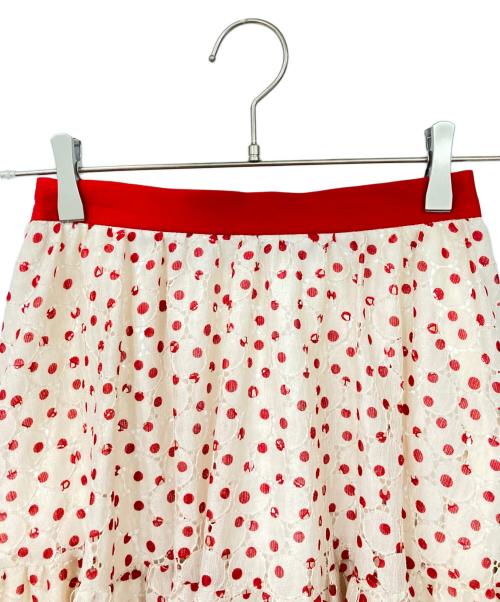 OBLI（オブリ）OBLI (オブリ) ドットレーススカート ベージュ×レッド サイズ:Mサイズの古着・服飾アイテム