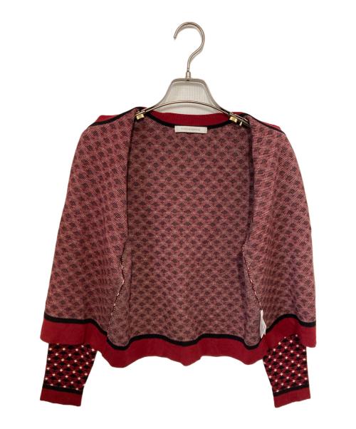 Pinky & Dianne（ピンキーアンドダイアン）Pinky & Dianne (ピンキーアンドダイアン) ジャカードニットセットアップ レッド サイズ:38の古着・服飾アイテム