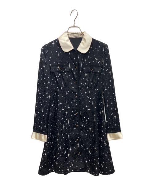 MIU MIU（ミュウミュウ）MIU MIU (ミュウミュウ) プリントラウンドカラーワンピース ブラック サイズ:36の古着・服飾アイテム