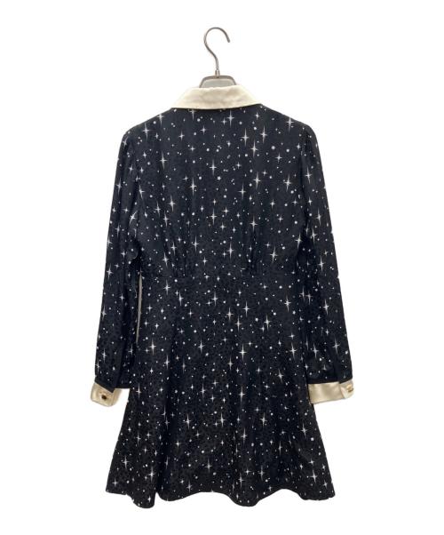 MIU MIU（ミュウミュウ）MIU MIU (ミュウミュウ) プリントラウンドカラーワンピース ブラック サイズ:36の古着・服飾アイテム