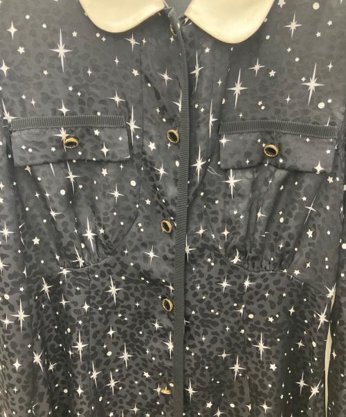 MIU MIU（ミュウミュウ）MIU MIU (ミュウミュウ) プリントラウンドカラーワンピース ブラック サイズ:36の古着・服飾アイテム