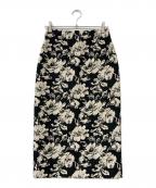 NOLLEY'Sノーリーズ）の古着「ウォッシャブルフラワーモールジャガードタイトスカート」｜ブラック