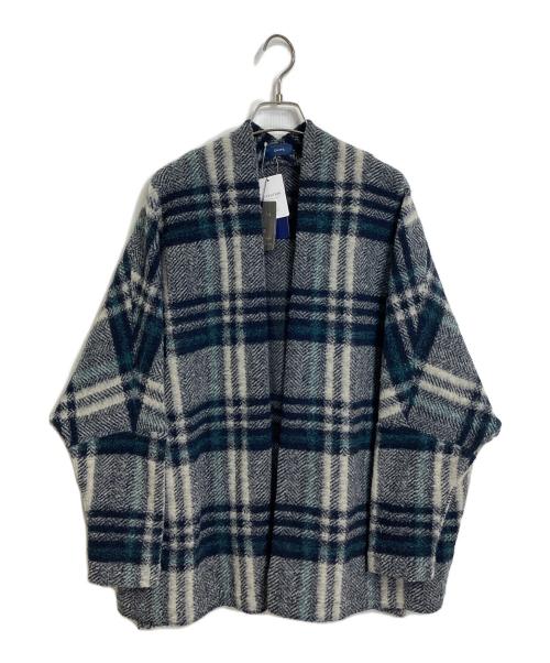 SHIPS（シップス）SHIPS (シップス) イタリアン チェック ショート 羽織り　ラグランカーディガン ネイビー サイズ:FREEの古着・服飾アイテム