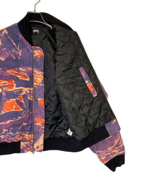 stussy（ステューシー）stussy (ステューシー) Lucien Smith (ルシアンスミス) キャンバスボンバージャケット パープル×オレンジ サイズ:Sの古着・服飾アイテム