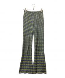 Mediam（ミディアム）の古着「ダイヤモンドパターンフレアパンツ」｜ブルー