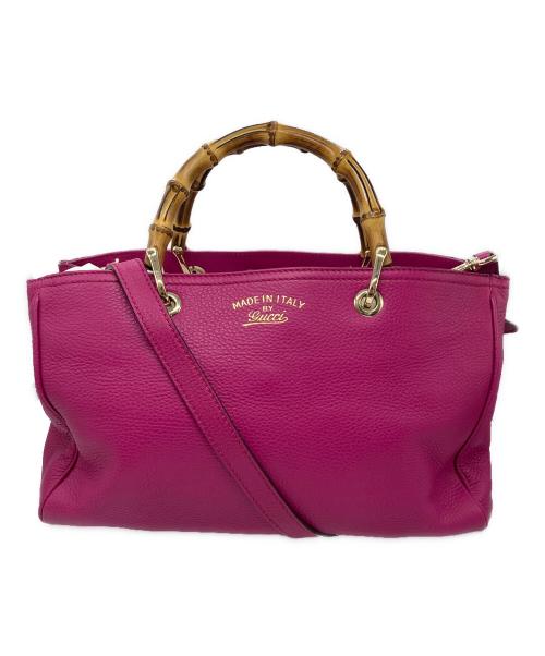 GUCCI（グッチ）GUCCI (グッチ) バンブーショッパー2WAYバッグ ピンクの古着・服飾アイテム