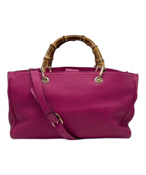 GUCCI（グッチ）GUCCI (グッチ) バンブーショッパー2WAYバッグ ピンクの古着・服飾アイテム