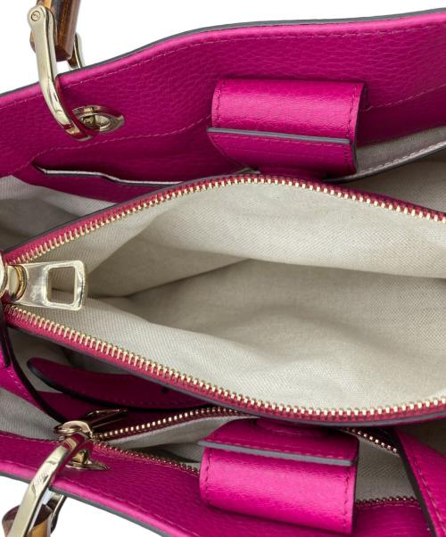 GUCCI（グッチ）GUCCI (グッチ) バンブーショッパー2WAYバッグ ピンクの古着・服飾アイテム