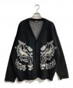 chronoizmクロノイズム）の古着「FLOWER CARDIGAN　起毛デザイン」｜ブラック