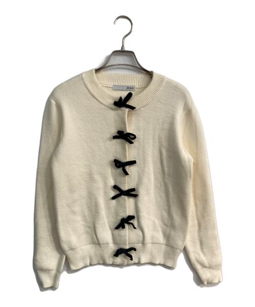 JENNE（ジェンヌ）JENNE (ジェンヌ) ベロアリボンカーディガン アイボリー サイズ:Sの古着・服飾アイテム