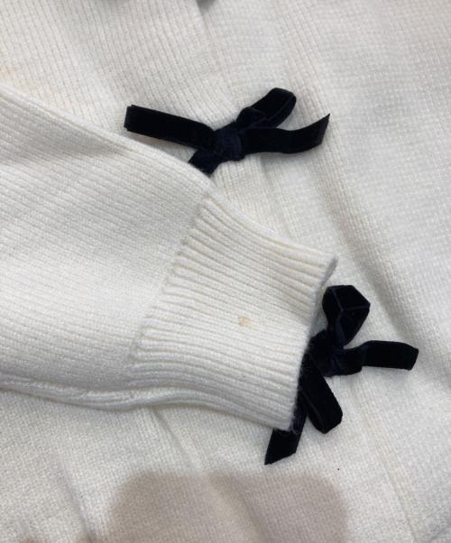 JENNE（ジェンヌ）JENNE (ジェンヌ) ベロアリボンカーディガン アイボリー サイズ:Sの古着・服飾アイテム