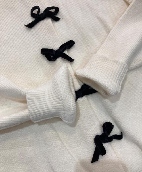 JENNE（ジェンヌ）JENNE (ジェンヌ) ベロアリボンカーディガン アイボリー サイズ:Sの古着・服飾アイテム